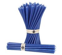 Danilovo Velas de Cera de Abeja pura, Velas Naturales para Oración de la Iglesia, Rituales, Meditación, Decoración de Tartas de Cumpleaños, 18,5 cm de largo, 50 Unidades (Azul)
