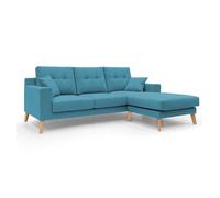 Danish sofá rinconero moderno reversible de tela suave e impermeable 237 cm azul claro