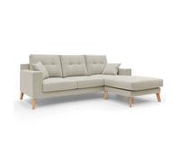 Danish sofá rinconero moderno reversible de tela suave e impermeable 237 cm crema