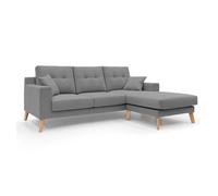Danish sofá rinconero moderno reversible de tela suave e impermeable 237 cm gris