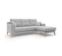 Danish sofá rinconero moderno reversible de tela suave e impermeable 237 cm gris claro