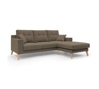 Danish sofá rinconero moderno reversible de tela suave e impermeable 237 cm marrón
