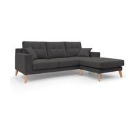 Danish sofá rinconero moderno reversible de tela suave e impermeable 237 cm negro
