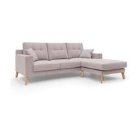 Danish sofá rinconero moderno reversible de tela suave e impermeable 237 cm rosa