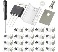 DAOKAI BT136-600E Triac Thyristor Gate Trigger Orificio pasante 4A 600V TO-220AB-Reemplaza BT136 BT136-600 con kits de montaje de destornillador de disipador de calor de aluminio (20 piezas)