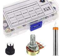 DAOKAI Kit de potenciómetro, B1K 2K 5K 10K 20K 50K 100K 250K 500K 1M Ohm Multiturn Trimmer Potenciómetro con perillas 3 terminales Linear Taper Rotary Audio, para control de volumen