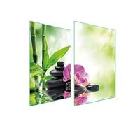 DarHaus Placa protectora de vitrocerámica 2 x 35 x 52 cm 2 piezas cocina eléctrica universal para inducción protección contra salpicaduras tabla de cortar de vidrio templado, ORQUÍDEA