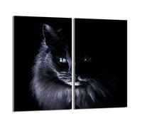 DarHaus Tabla de cortar decorativa de cristal templado y cubre vitro, Placa protectora de vitrocerámica 30 x 52 cm 2 piezas, para inducción, protección contra salpicaduras, decoración, GATO