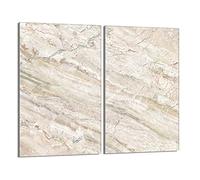 DarHaus Tabla de cortar decorativa de cristal templado y cubre vitro, Placa protectora de vitrocerámica 30 x 52 cm 2 piezas, para inducción, protección contra salpicaduras, decoración, MÁRMOL