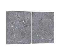 DarHaus Tabla de cortar decorativa de cristal templado y cubre vitro, Placa protectora de vitrocerámica 40 x 52 cm 2 piezas, para inducción, protección contra salpicaduras, decoración, MÁRMOL