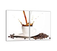 DarHaus Tabla de cortar decorativa de cristal templado y cubre vitro, Placa protectora de vitrocerámica 40 x 52 cm 2 piezas, para inducción, protección contra salpicaduras, decoración, CAFÉ