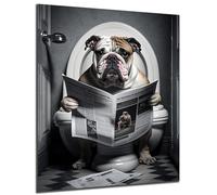 DARO Design - Imágenes decorativas para invitados, pared de baño, baño, aseo, impresión artística en 6 mm HDF 30 x 20 cm, bulldog francés, decoración de pared divertida, lienzo para decoración de