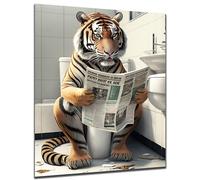 DARO Design - Imágenes decorativas para invitados, pared de baño, baño, aseo, impresión artística en 6 mm HDF 30 x 20 cm, decoración de pared de tigre - Divertidos cuadros de pared lienzo póster