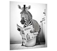 DARO Design - Imágenes decorativas para invitados, pared de baño, baño, aseo, impresión artística en 6 mm HDF 30 x 20 cm, decoración de pared de cebra - Divertidos cuadros de pared lienzo póster