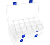 DARUITE Caja organizadora de plástico con divisores, 18 compartimentos, organizador de joyas, caja organizadora transparente para cuentas, pendientes, accesorios pequeños(3PCS)