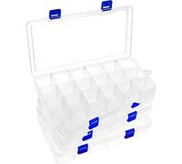DARUITE Caja organizadora de plástico con divisores, 18 compartimentos, organizador de joyas, caja organizadora transparente para cuentas, pendientes, accesorios pequeños(4PCS)