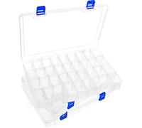 DARUITE Caja organizadora de plástico con separadores, organizador de 34 compartimentos, caja organizadora transparente para cuentas, pendientes, accesorios pequeños