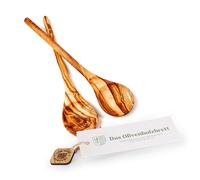DAS OLIVENHOLZBRETT / Juego de 2 cucharas de cocina de madera de olivo / 2 cucharas de cocina de madera de olivo con cabeza redonda y mango redondo/cuchara de madera/cuchara de cocina de madera / 30