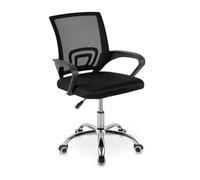 DASCK Silla de Oficina Ergonómica Negra con Respaldo de Malla, Altura Ajustable y Base Giratoria 360°