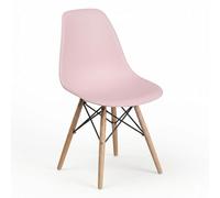 DASCK Silla Nórdica Escandinava, Patas de Haya Natural, Polipropileno Ergonómico, Carga Máx. 120 kg, para Comedor y Salón (Rosa)