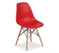 DASCK Silla Nórdica Escandinava, Patas de Haya Natural, Polipropileno Ergonómico, Carga Máx. 120 kg, para Comedor y Salón (Rojo)