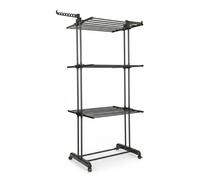 DASCK Tendedero Vertical Plegable 3 Niveles con Ruedas | Ancho 75-126 cm | 177 cm Alto