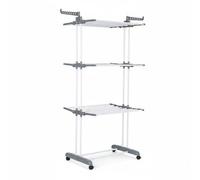 DASCK Tendedero Vertical Plegable 3 Niveles con Ruedas, Ancho Ajustable 75-126 cm, 177 cm Alto, Negro o Gris (Gris)