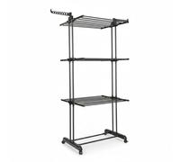 DASCK Tendedero Vertical Plegable 3 Niveles con Ruedas, Ancho Ajustable 75-126 cm, 177 cm Alto, Negro o Gris (Negro)