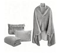 Dasellfa Manta Termica Plaid Sofa Flanela Blanke Tres En Uno 100 * 150cm para Accesorios De AutomóVil, Almohada de Viaje, Camping, DoméStico Diario, Viaje para Avión (Actualización Gris)