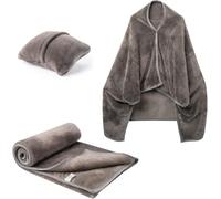 Dasellfa Manta Termica Plaid Sofa Flanela Blanke Tres En Uno 100 * 150cm para Accesorios De AutomóVil, Playa, bañador, Poncho con Botones, Manta 3 en 1, para Mujeres, Hombres y niños