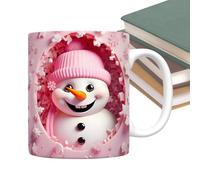 Davivian Tazas Navideñas | Tazas de Cerámica para Fiestas - Juego de 3 de 350ml con Diseño 3D de Muñeco de Nieve y Asa para Té Chocolate Regalo
