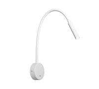DAWALIGHT Lámpara lectura pared LED 3W 3000K Blanco cálido, Aplique con interruptor, Luz flexible pared dormitorio, flexo cabecero cama Para Dormitorio Oficina Hotel, Aluminio, Blanco