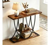 DAWNYIELD Consola con Estructura metálica Curvada, 98 cm Mesa de Entrada Industrial con estantes, Mesa Auxiliar de 3 Niveles detrás del sofá, Mesa Estrecha para Pasillo, salón, recibidor, Negro