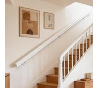 Dawselod 440cm Pasamanos Blanco de Madera Maciza | Barandilla Antideslizante para Escaleras del Hogar | Barra de Seguridad Resistente para Escaleras Interiores y Exteriores, Pasillos, Áticos y Patios