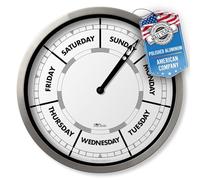 DayClocks Reloj de Pared del día de la Semana con Marco de Aluminio, Reloj de día Calendario, Regalo Ideal de jubilación para Hombres y Mujeres, 10 Pulgadas