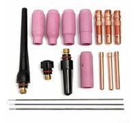 DAZZLEEX Kit de consumibles de antorcha de soldadura TIG con boquillas de lente de gas, pinzas electrodos para antorchas WP-17 WP-18 WP-26 Juego de accesorios de soldadura de argón