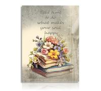 Dazzlewall Cuadro Decorativo de Pared Rustico Vintage, Flores en los Libros, Poster de Pared Floral Retro para Granja Estudio Biblioteca Librería Impresiones en Lienzo 30x40 cm Sin Marco