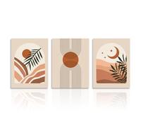 Dazzlewall Poster Decorativo de Pared Boho Abstracto Naranja, Cuadros de Pared de Linea Geometrica Sol Luna Salvia Verde para Dormitorio Sala de Estar 30x40 cm Sin Marco Set de 3