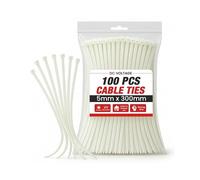 DC VOLTAGE Bridas de nailon de color blanco de 300 mm x 5 mm, resistentes, 100 unidades, 30,5 cm, ultra fuertes, resistencia a la tracción, bridas de plástico resistentes a los rayos UV, extra largas