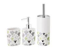 Dcasa Conjunto Set baño 3 piezas ceramica de cactus verdes