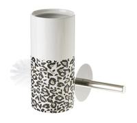 Dcasa Escobillero animal print de cerámica blanco y negro de Ø 10x32 cm