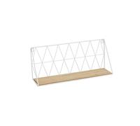 Dcasa Estante geométrico blanca de metal y madera de 48x12x20 cm