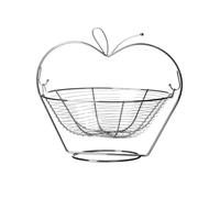 Dcasa Frutero con cesta extraíble plateado de metal forma manzana