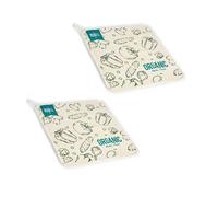 Dcasa Juego de 2 paño cocina rizo de algodon blanco organic de 50x50 cm