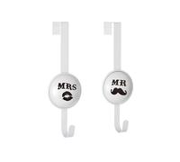 Dcasa Juego de 2 Percha para puerta con 1 colgador blanco de metal Hypster de 9x8,5x27 cm