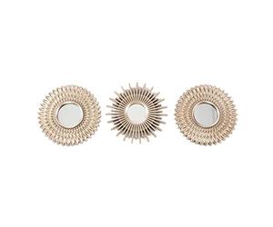 Dcasa - Juego de 3 Espejos Pared Decorativos Dorado