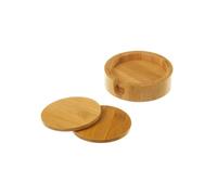 Dcasa Juego de 4 posavasos con soporte de bambú natural de Ø 11 cm