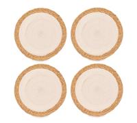 Dcasa Juego de 4 salvamanteles esparto espiral tela blanco 35cm