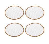 Dcasa Juego de 4 salvamanteles redondos blancos de fibra natural de Ø 38 cm