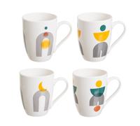 Dcasa Juego de 4 tazas mug colores de stoneware arcos de 350 ml